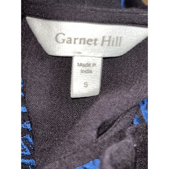 Garnet Hill Top S Black Blue Embroidered  Boho Peasant Cottagecore Hippie - Picture 8 of 8